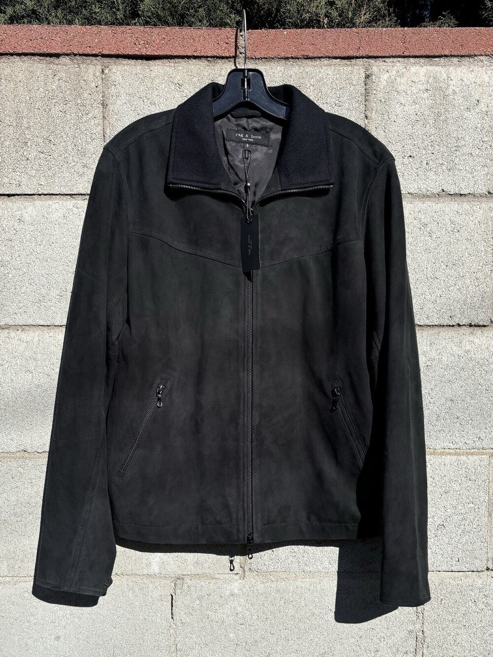 Rag & Bone Grant Suede Leather Jacket Black Sz S